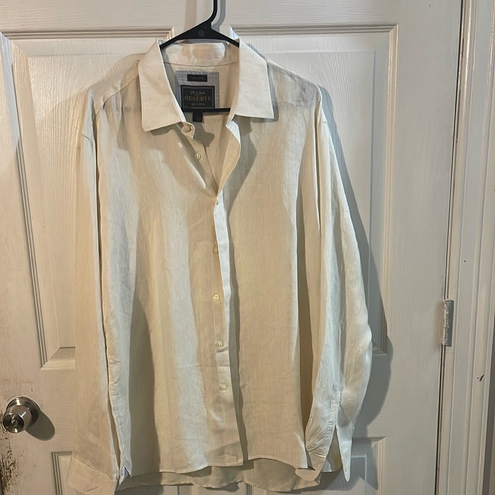 Jos. A. Bank Cream Casual Button Down Shirt